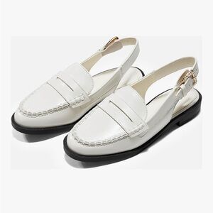 Coutgo Women's Slingback Loafers Comfortable Pointed Toe Chunky Low Heel